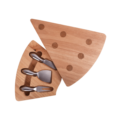 Cheese Board 100% Natural Rubber wood With 3 Piece Cutlery Set Cheese Platter Hidden Cutlery Drawer