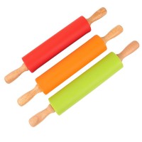 Medium Size Silicone Rolling Pin With Wooden Handle